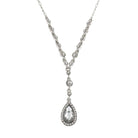 2028 Jewelry Crystal Accented Faceted Crystal Teardrop Y-Necklace 16" + 3" Extender