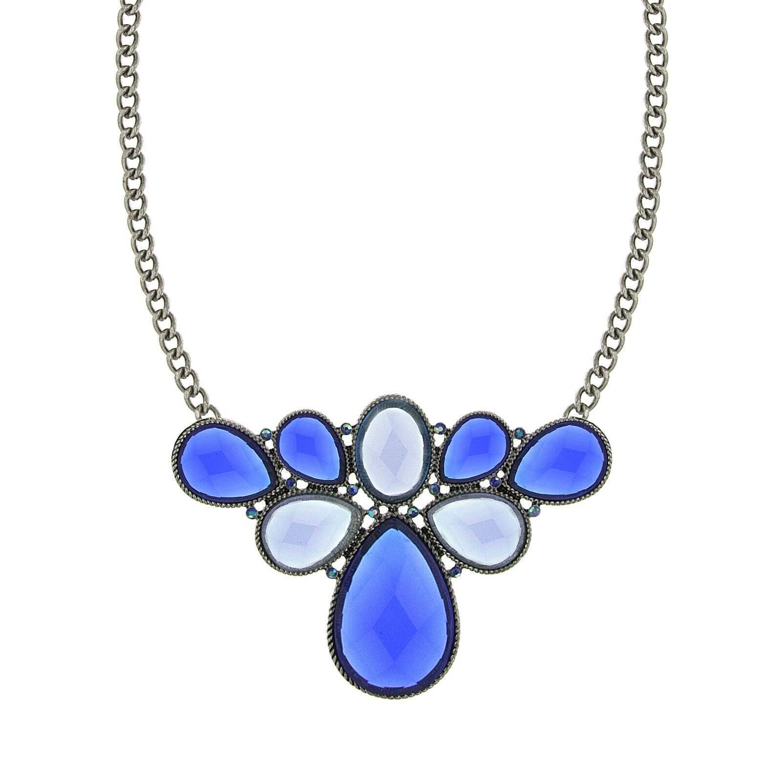 2028 Jewelry Teardrop Stone Cluster Necklace 16" + 3" Extender