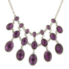 2028 Jewelry Three Row Oval Faceted Stone Bib Necklace 16" + 3" Extender