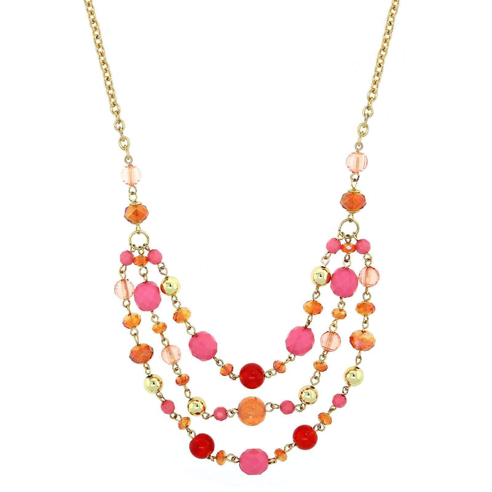 2028 Jewelry Lux Cut Crystal Beaded 3-Strand Necklace 16" + 3" Extender