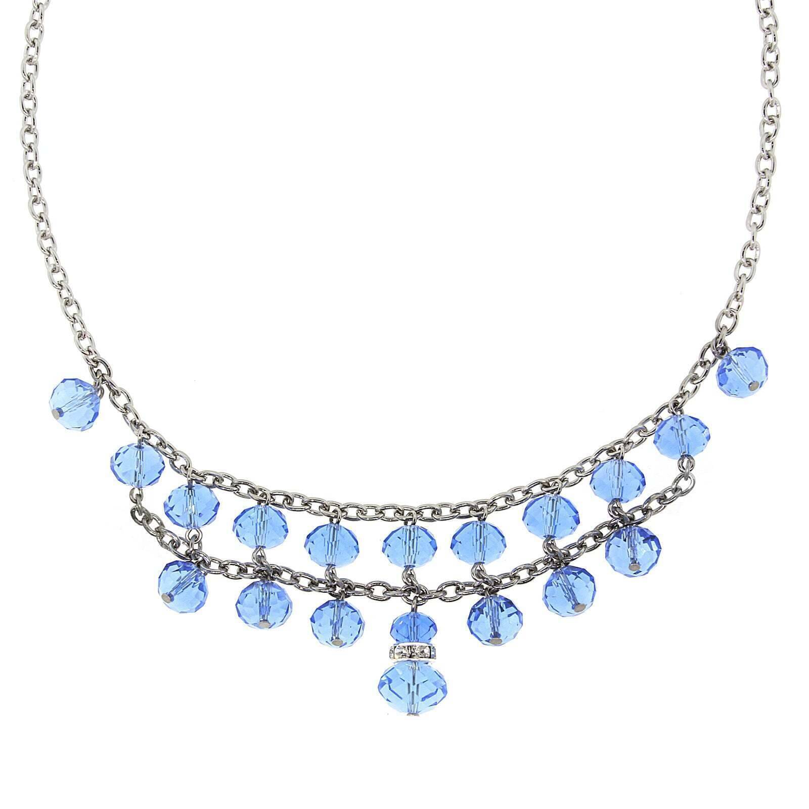 2028 Jewelry Two Row Lux Cut Beaded Drop Necklace 16" + 3" Extender