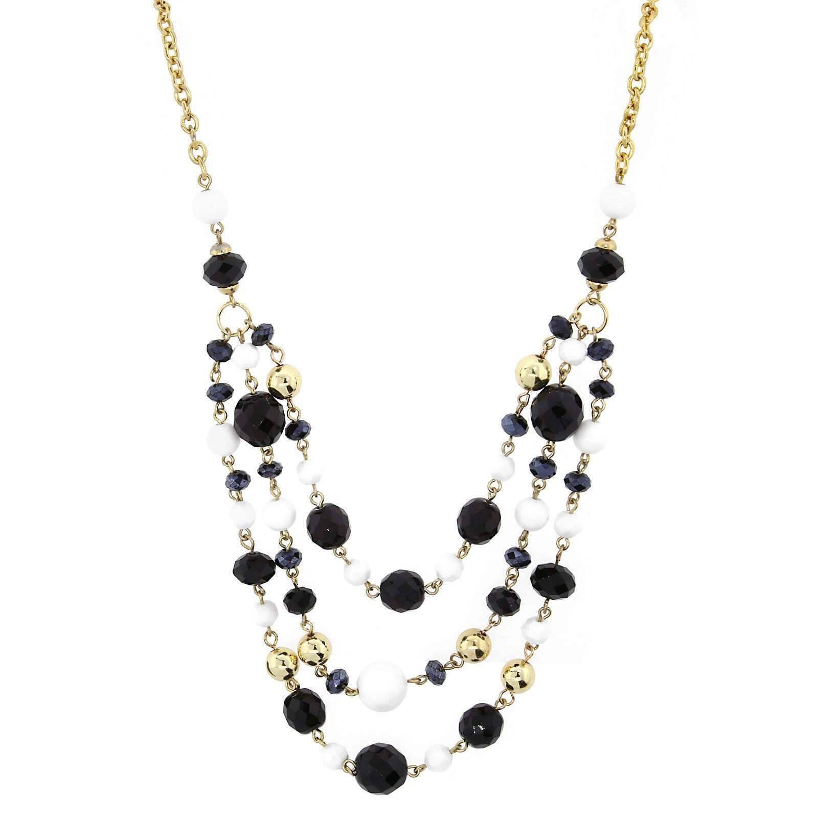 2028 Jewelry Lux Cut Crystal Beaded 3-Strand Necklace 16" + 3" Extender