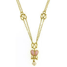 Antiquities Couture Heartbeat Boutique Pink Enamel & Baroque Faux Pearl Pendant Necklace 18"