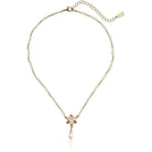 1928 Bridal Crystal Ivory And Pink Porcelain Rose Faux Pearl Necklace 16" + 3" Extender