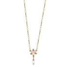 1928 Bridal Crystal Ivory And Pink Porcelain Rose Faux Pearl Necklace 16" + 3" Extender