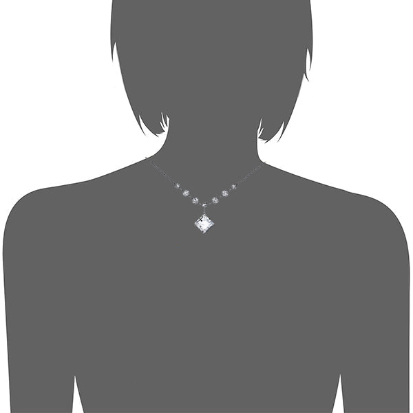 1928 Bridal Genuine Austrian Crystal Diamond Shape Pendant Necklace 16" + 3" Extender