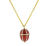 1928 Jewelry Trellis Red Enamel Rhinestone Egg Locket Necklace 30