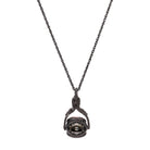 Black Tone Vintage-Inspired Rotating 3 Sided Black Crystal Spinner Pendant Necklace 30" - Black