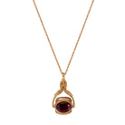 Gold Tone Vintage-Inspired Rotating 3 Sided Red Crystal Spinner Pendant Necklace 30" - Red