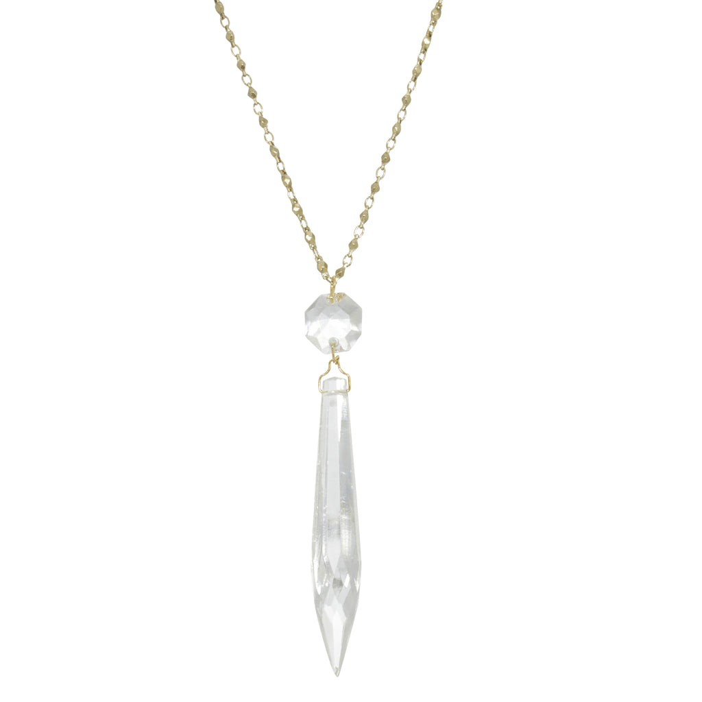 1928 Jewelry Icicle Dreams Crystal Pendant Necklace 30"