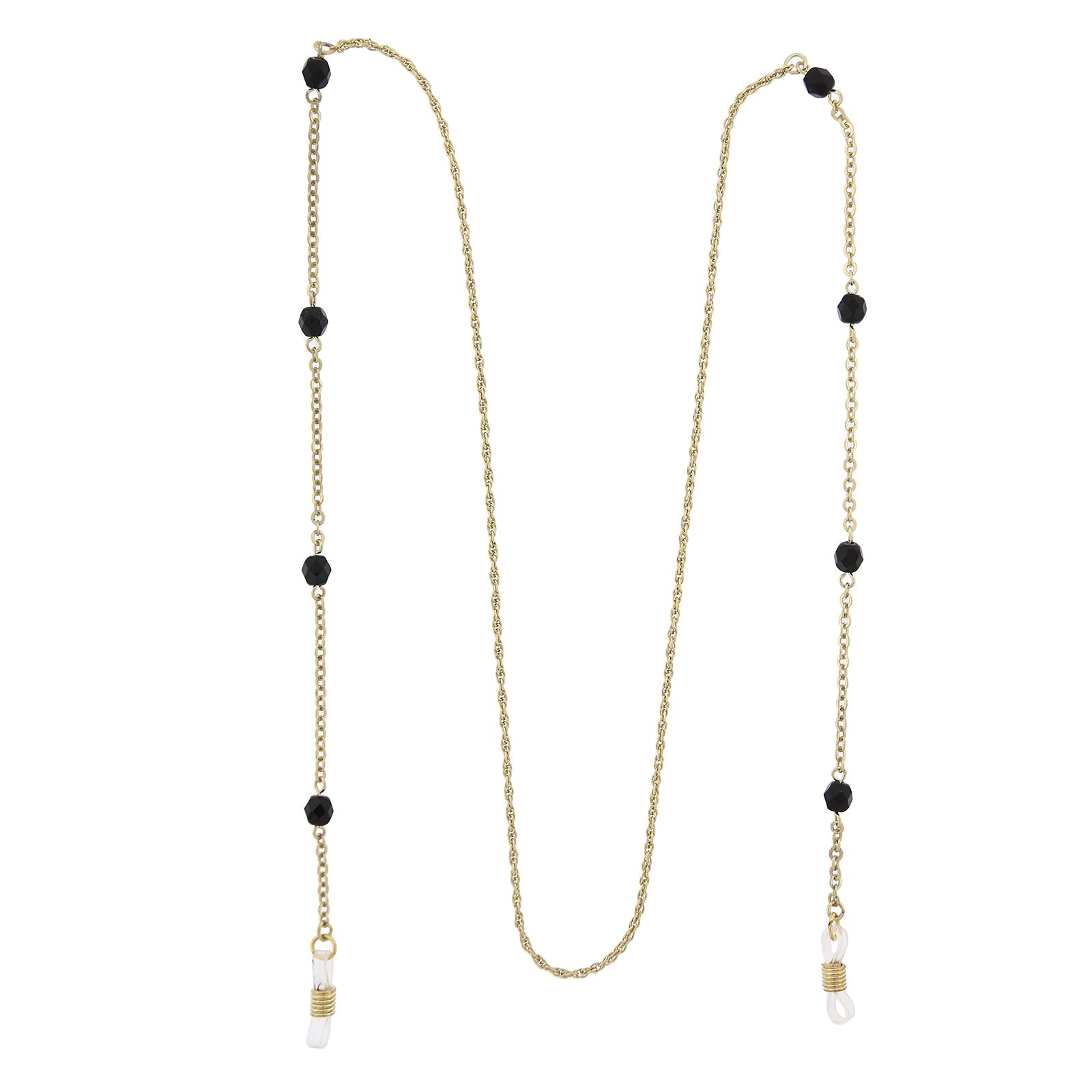 1928 Jewelry Black Bead Eyeglass Holder Chain Necklace 32"
