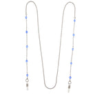 1928 Jewelry Blue Faux Cats Eye Bead Eyeglass Holder Chain Necklace 32"