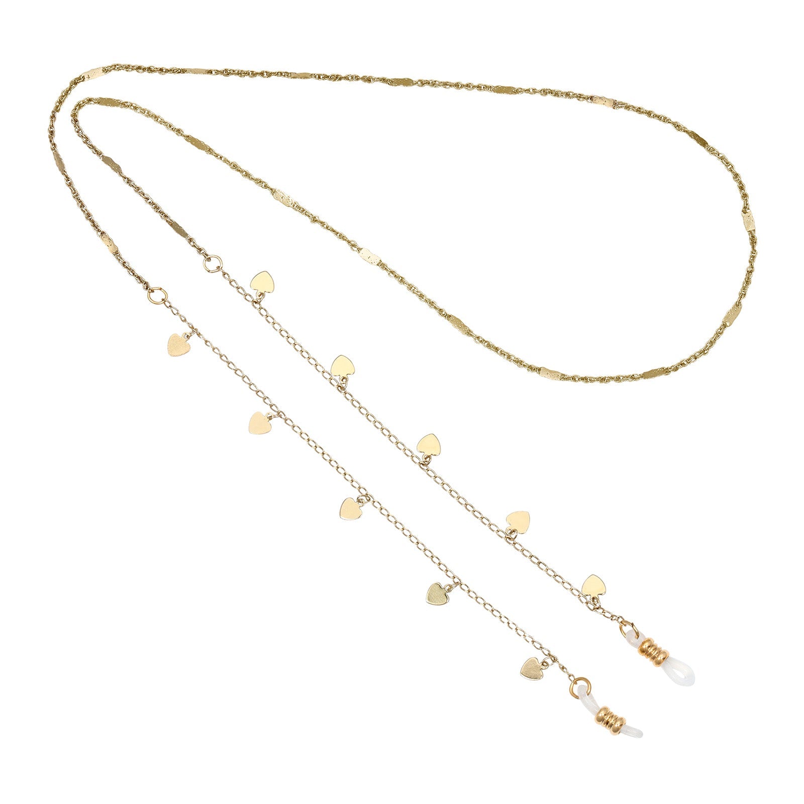 1928 Jewelry Heart Charms Eyeglass Holder Chain Necklace 32"