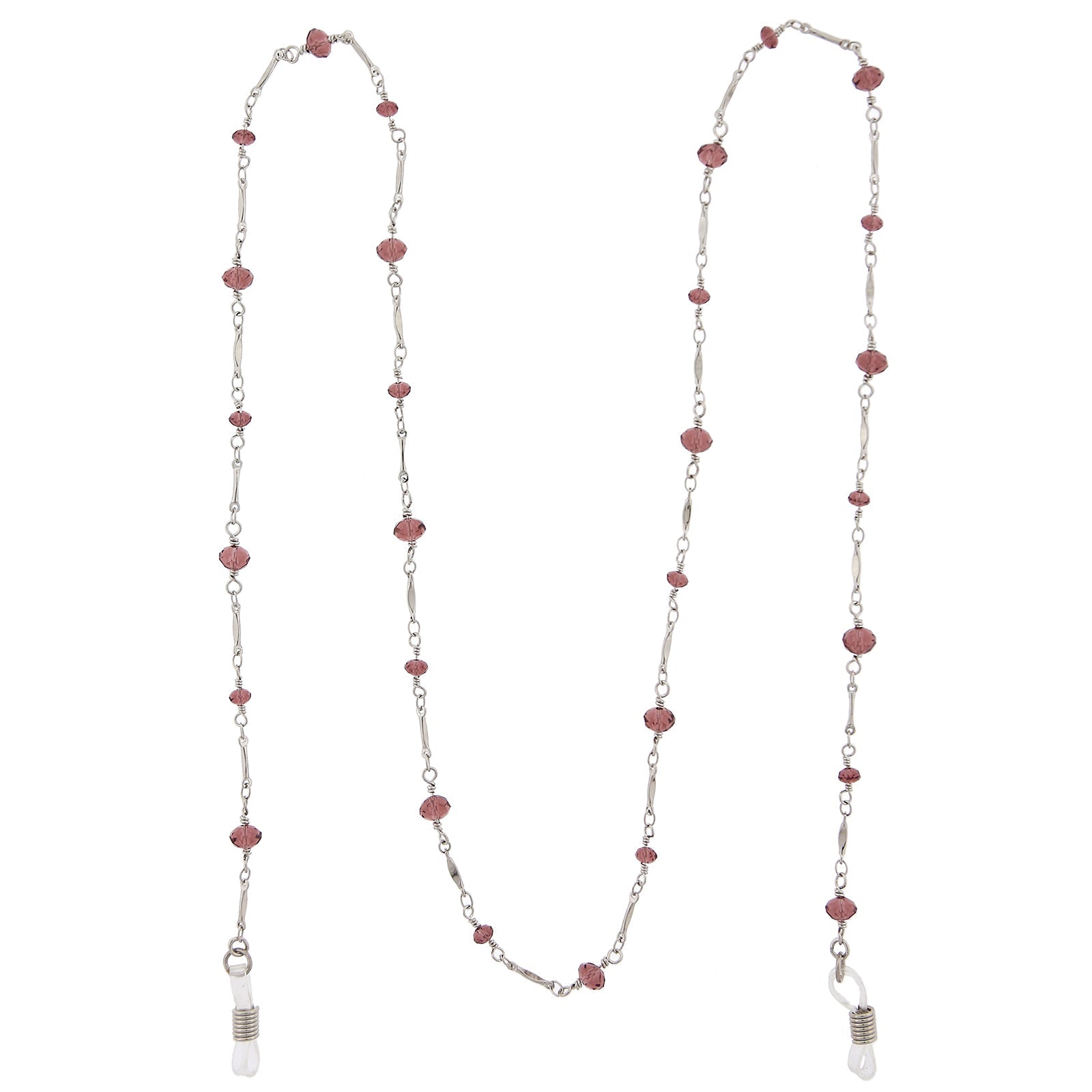 1928 Jewelry Amethyst Crystal Eyeglass Holder Chain Necklace 32"