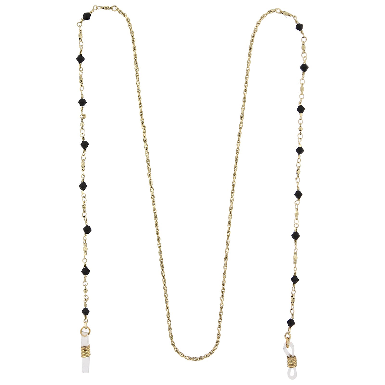 1928 Jewelry Multi Black Bead Eyeglass Holder Chain Necklace 32"