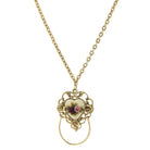 1928 Jewelry Manor House Ivory Floral Heart Decal, Badge And Eyeglass Holder Chain Necklace 30"