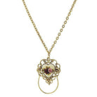 1928 Jewelry Manor House Ivory Floral Heart Decal, Badge And Eyeglass Holder Chain Necklace 30"