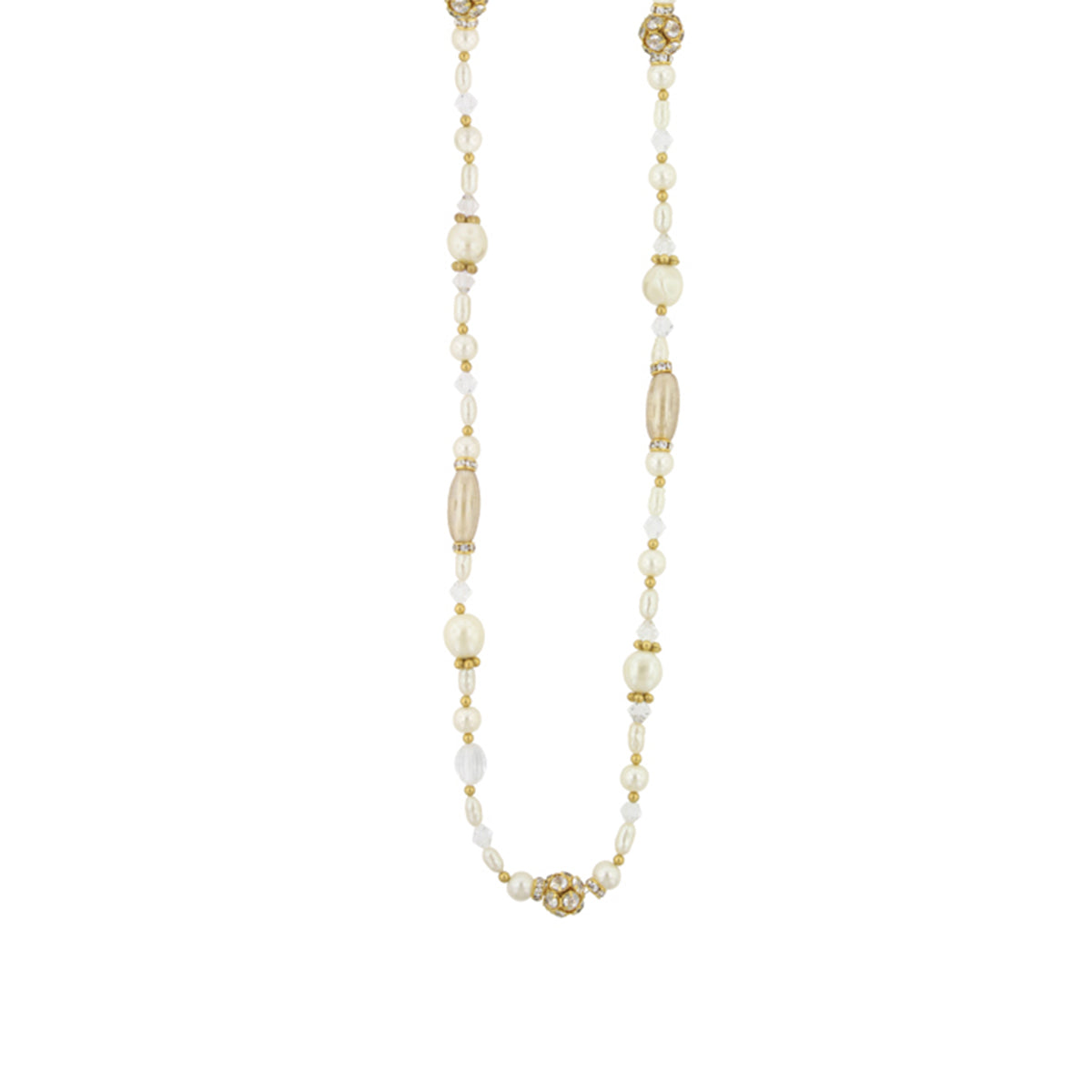 Antiquities Couture Faux Pearl And Crystal Rope Necklace 38"