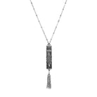 Antiqued Filigrana Glass Vial Tassel Necklace 28"