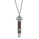 1928 Jewelry Pewter Crystal Pave Decorated Whistle Necklace 30"