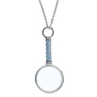 1928 Jewelry Pewter Crystal Magnifying Glass Necklace 30"- Magnification Power: 2-3X
