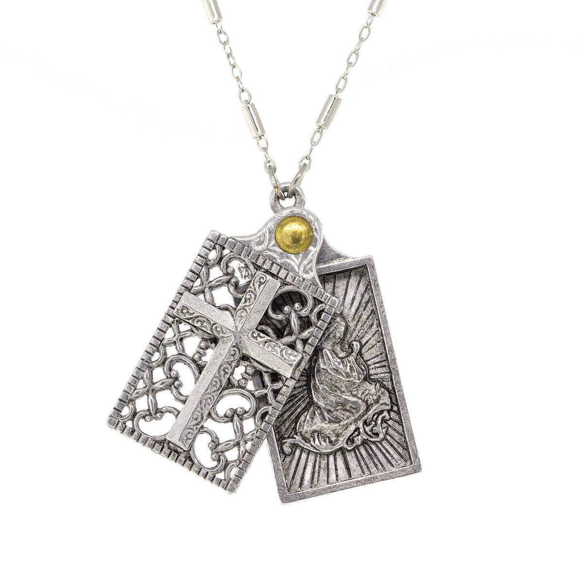 Symbols Of Faith Rectangular Cross and Angel Slide Locket Necklace 28 ...