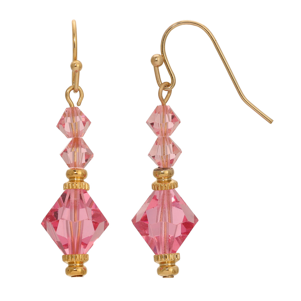 1928 Jewelry Jaipur Pink Austrian Crystal Dangle Earrings