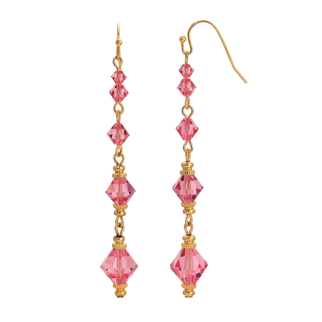1928 Jewelry Jaipur Graduated Pink Austrian Crystal Dangle Earrings