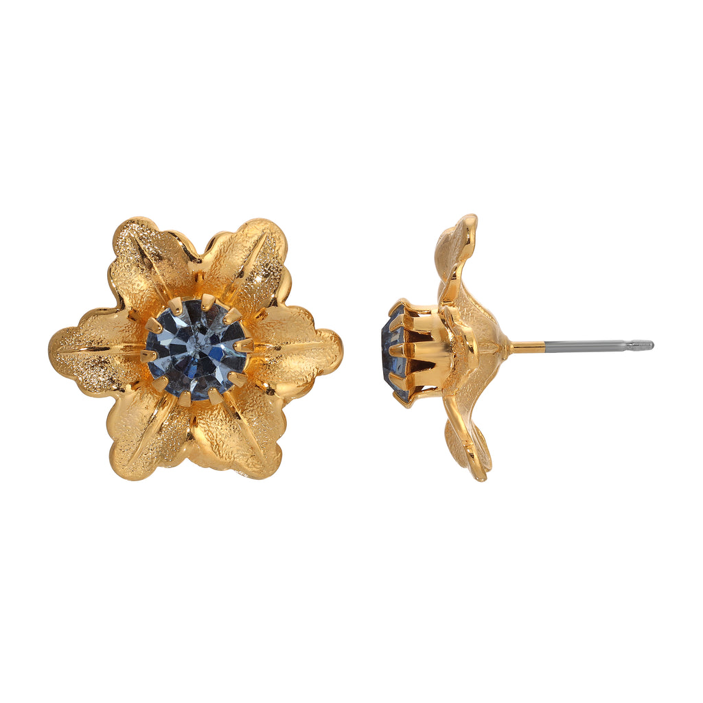 1928 Jewelry Flower Blossom Crystal Stud Earrings