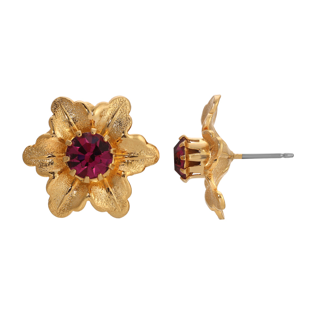 1928 jewelry flower blossom crystal stud earrings