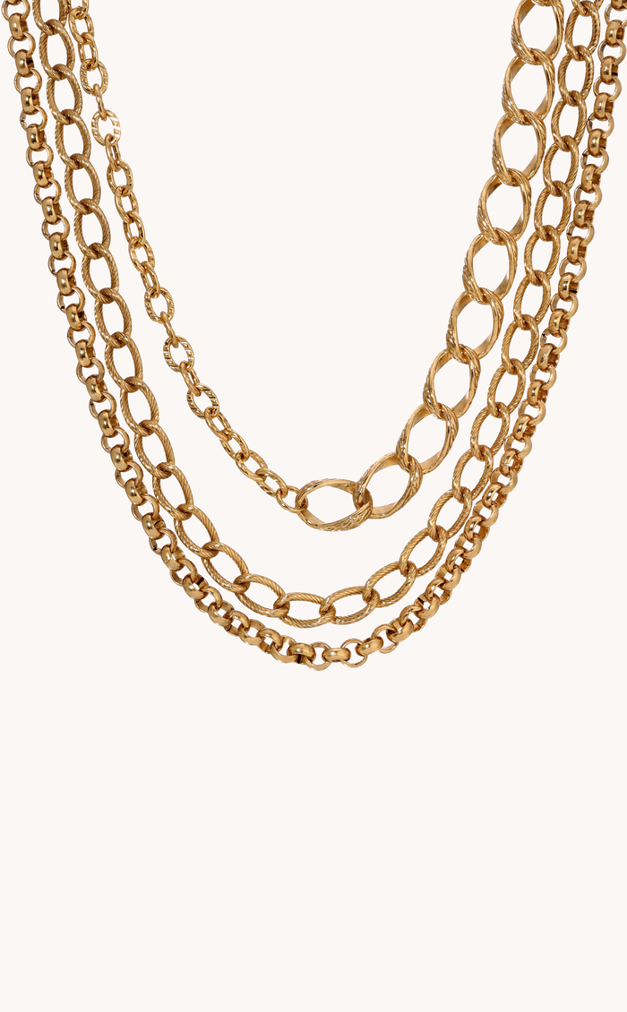 Polished & Textured Layered Chain Necklace