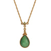 1928 Jewelry Green Glass Pear Moonstone Pendant Necklace 18