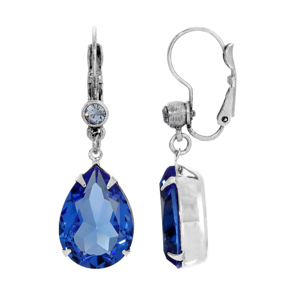 1928 Jewelry Gleaming Pear Crystal Drop Earrings