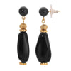 1928 Jewelry Irregular Black Beaded Round Post Dangle Earrings