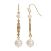 1928 Jewelry Golden Grace Glass Faux Pearl Dangling Earrings
