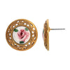 1928 Jewelry Artisan Pink Rosebud Round Stud Earrings