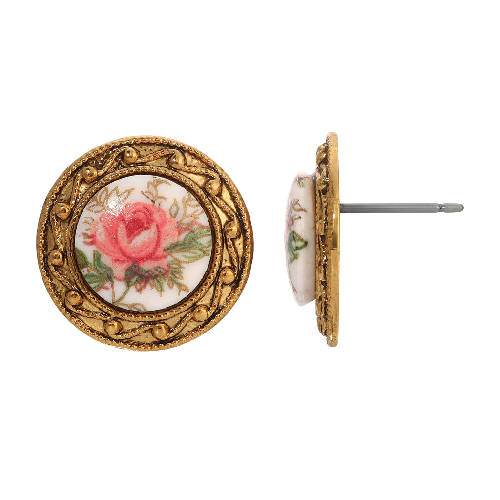 1928 Jewelry Pink Desert Rose Round Stud Earrings