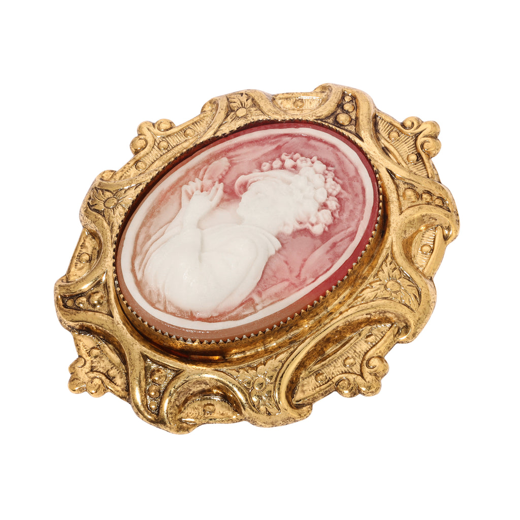 1928 Jewelry Victorian Reflections Carnelian & Ivory Cameo Brooch