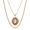 1928 Jewelry Victorian Reflections Carnelian & Ivory Cameo Pendant & Link Chain Necklace 24
