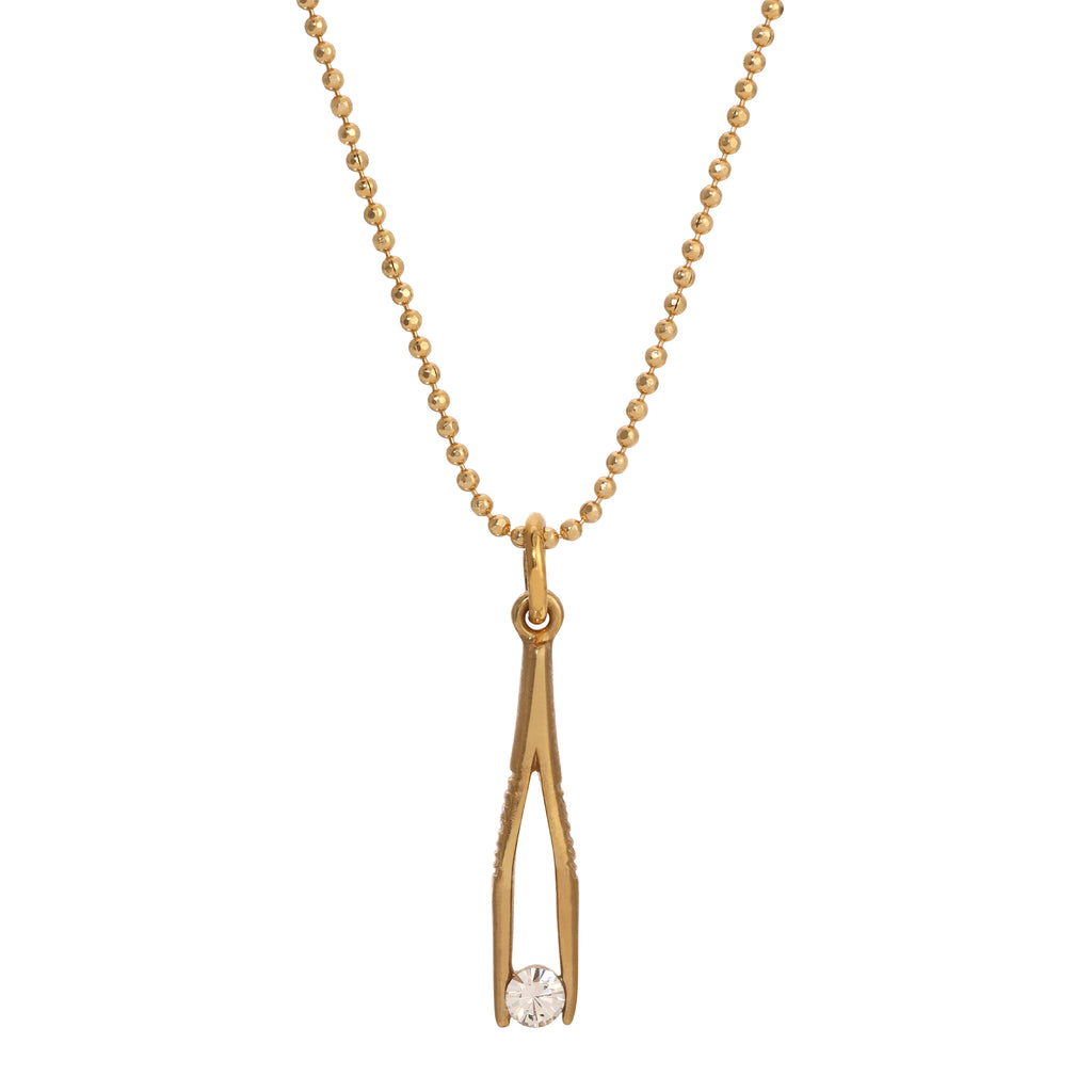 1928 Jewelry Crystal Tweezer Pendant Necklace 16"
