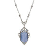 1928 Jewelry Jazzy Filigree Blue Octagon Moonstone & Crystal Pendant Necklace 16