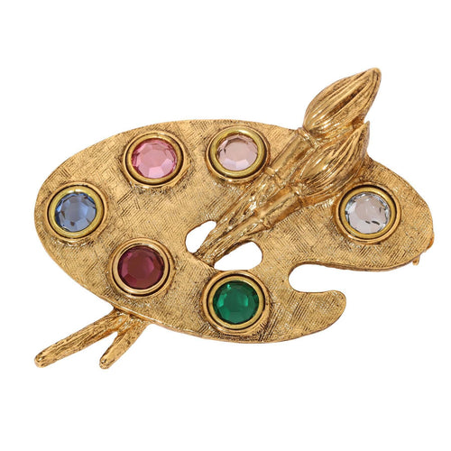 Elegant Gold Art Brushes Brooch Vintage By NEW VIEW Vintage Gold Tone Butterfly Brooch by  main image 3