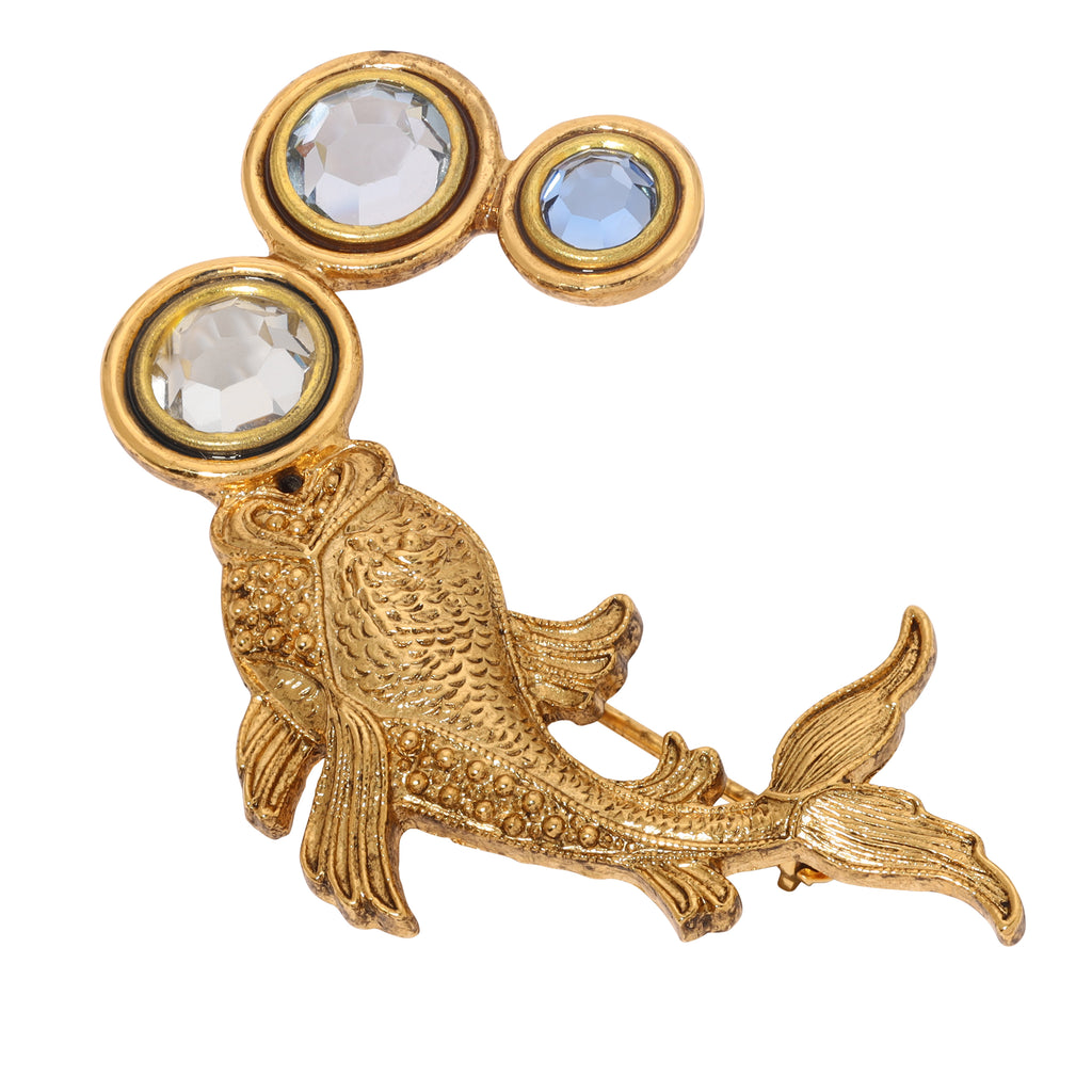 1928 Jewelry Koi Fish Crystal Channel Bubbles Brooch