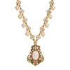 Pearly Eden Rose Enamel Filigree Pendant Necklace 16