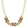 Pearly Eden Rose Enamel Faux Pearl Strand Necklace 17