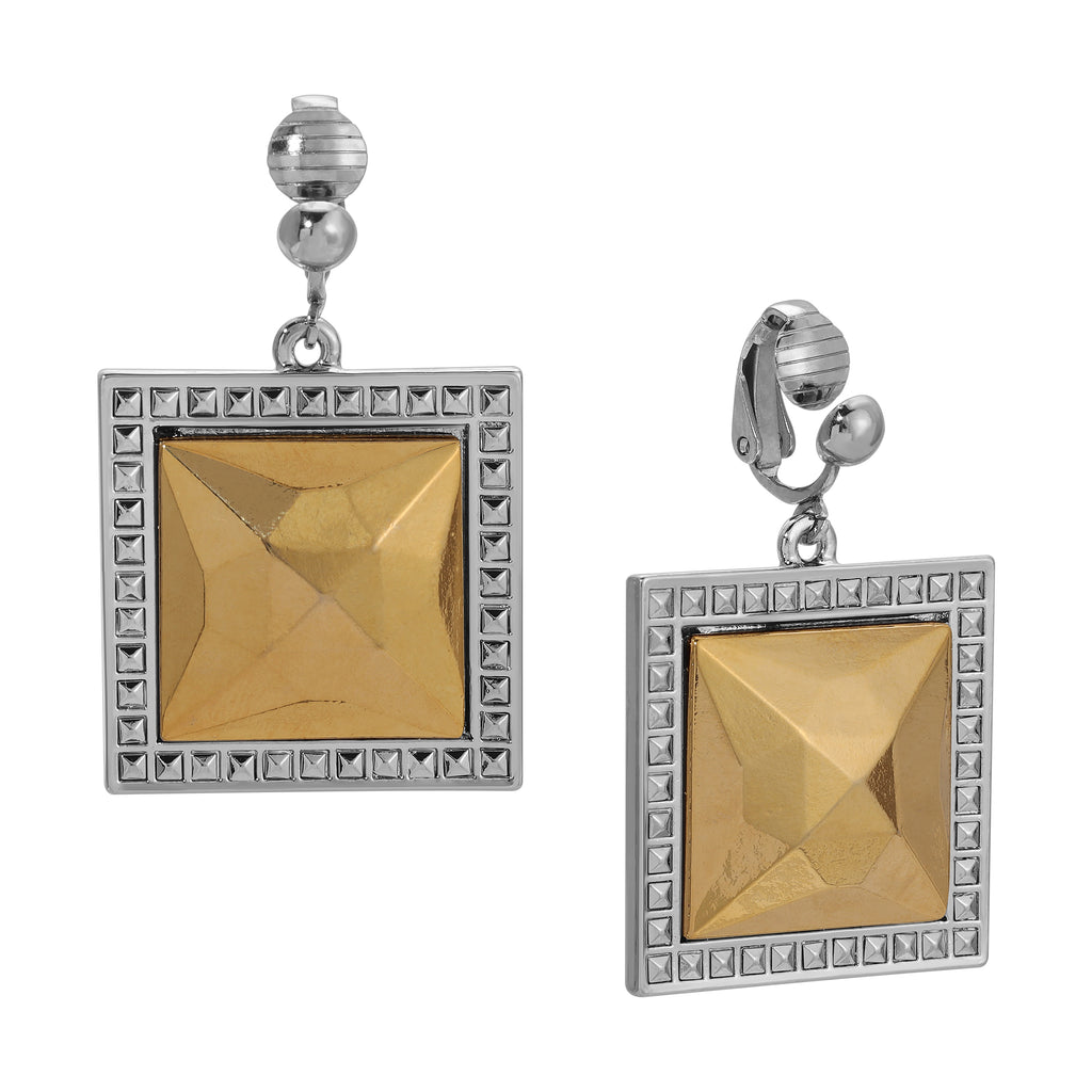 1928 Jewelry Fusion Lux Large Square Clip Earrings