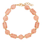 1928 Jewelry Beaded Peach Cracked Glass Bracelet