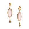 1928 Jewelry Oval Matte Rose Pink Stone Teardrop Bead Clip On Earrings