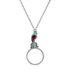 1928 Jewelry Neotropic Exotic Parrot  Amethyst & Blue Zircon Magnifying Glass Pendant Necklace 30