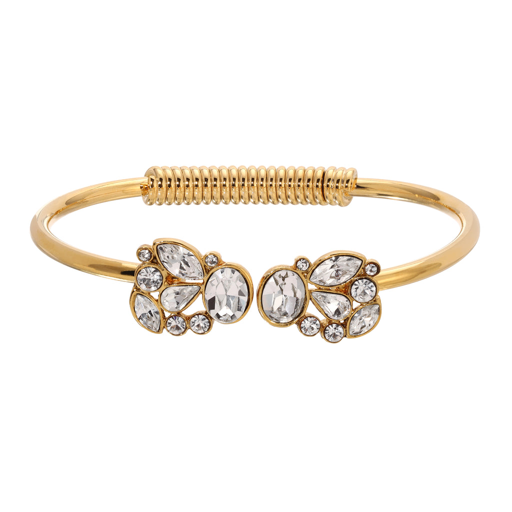 1928 Jewelry Majestic Alluring Crystal Spring Cuff Bracelet